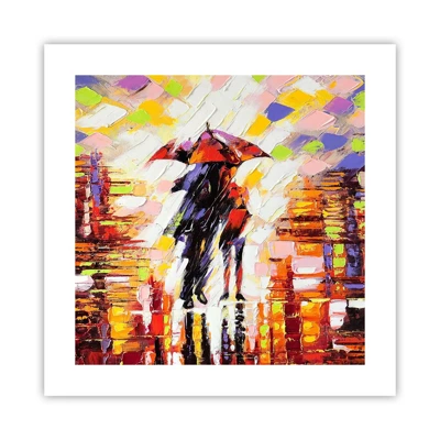 Affiche - Poster - Ensemble à travers la nuit et la pluie - 40x40 cm