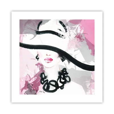 Affiche - Poster - Portrait d'une dame en noir et rose - 40x40 cm