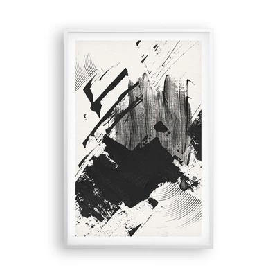 Affiche dans un cadre blanc - Poster - Abstraction – expression du noir - 61x91 cm