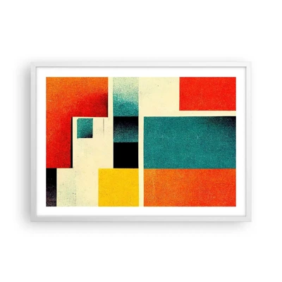 Affiche dans un cadre blanc - Poster - Abstraction géométrique – bonne énergie - 70x50 cm