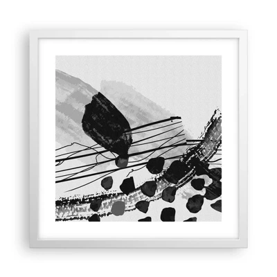 Affiche dans un cadre blanc - Poster - Abstraction organique noir et blanc - 40x40 cm