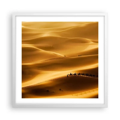 Affiche dans un cadre blanc - Poster - Caravane sur les vagues du désert - 50x50 cm