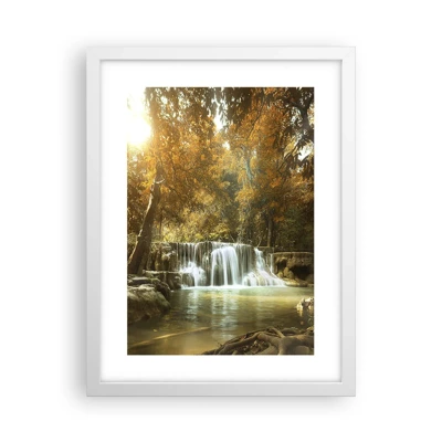 Affiche dans un cadre blanc - Poster - Cascade du parc - 30x40 cm