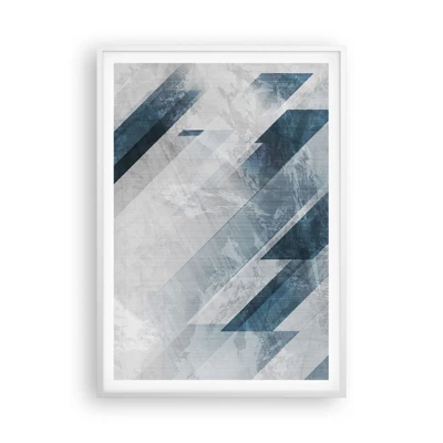 Affiche dans un cadre blanc - Poster - Composition spatiale - mouvement gris - 70x100 cm