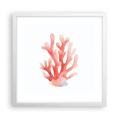 Affiche dans un cadre blanc - Poster - Corail couleur corail - 40x40 cm