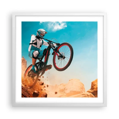 Affiche dans un cadre blanc - Poster - Démon de la folie du vélo - 50x50 cm
