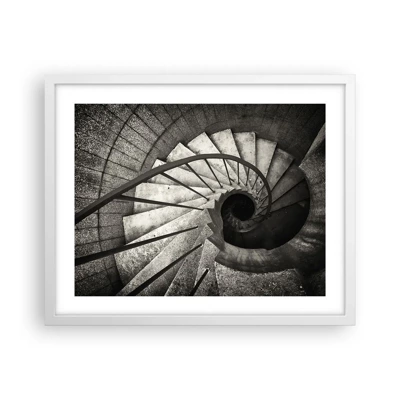 Affiche dans un cadre blanc - Poster - En haut des escaliers, en bas des escaliers - 50x40 cm