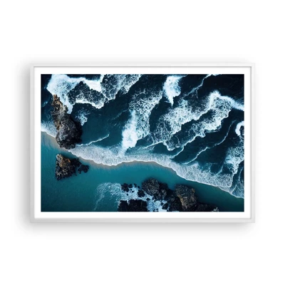 Affiche dans un cadre blanc - Poster - Enveloppé par les vagues - 100x70 cm