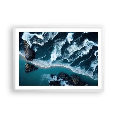 Affiche dans un cadre blanc - Poster - Enveloppé par les vagues - 70x50 cm