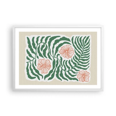 Affiche dans un cadre blanc - Poster - Fleurit en vert - 70x50 cm