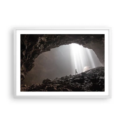 Affiche dans un cadre blanc - Poster - Grotte lumineuse - 70x50 cm