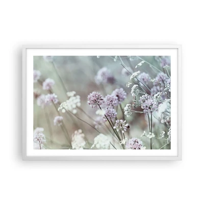 Affiche dans un cadre blanc - Poster - Herbes douces en filigrane - 70x50 cm