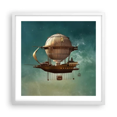 Affiche dans un cadre blanc - Poster - Jules Verne vous salue - 50x50 cm