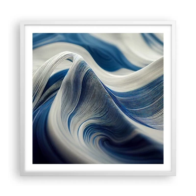 Affiche dans un cadre blanc - Poster - La fluidité du bleu et du blanc - 60x60 cm