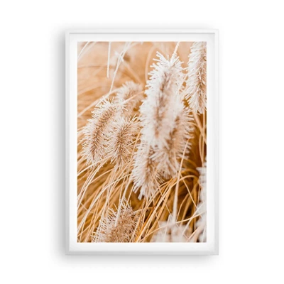 Affiche dans un cadre blanc - Poster - Le bruissement doré de l'herbe - 61x91 cm