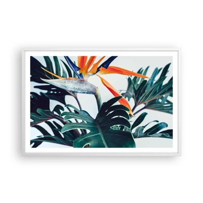 Affiche dans un cadre blanc - Poster - Le buisson oiseaux - 91x61 cm