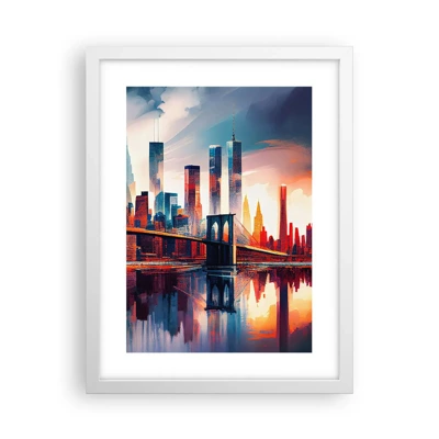 Affiche dans un cadre blanc - Poster - New York onirique - 30x40 cm