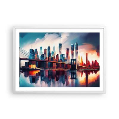 Affiche dans un cadre blanc - Poster - New York onirique - 70x50 cm
