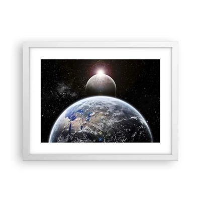 Affiche dans un cadre blanc - Poster - Paysage cosmique - lever de soleil - 40x30 cm