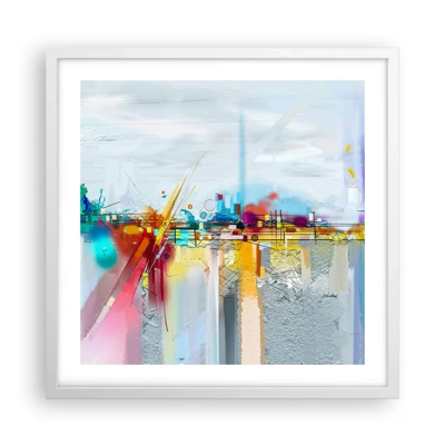 Affiche dans un cadre blanc - Poster - Pont de joie sur le fleuve de la vie - 50x50 cm