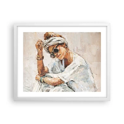 Affiche dans un cadre blanc - Poster - Portrait en plein soleil - 50x40 cm