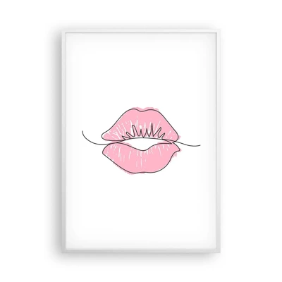 Affiche dans un cadre blanc - Poster - Prêt à l'embrassade? - 70x100 cm