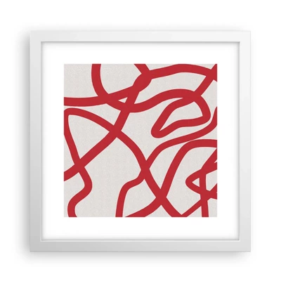 Affiche dans un cadre blanc - Poster - Rouge sur blanc - 30x30 cm