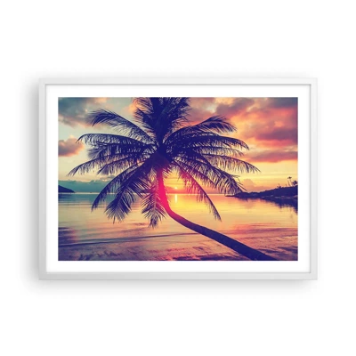 Affiche dans un cadre blanc - Poster - Soirée sous les palmiers - 70x50 cm