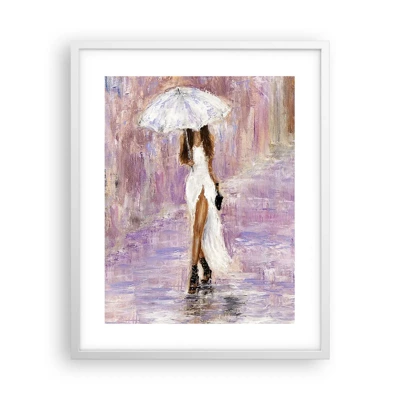 Affiche dans un cadre blanc - Poster - Sous la pluie lilas - 40x50 cm