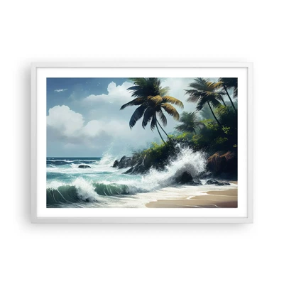 Affiche dans un cadre blanc - Poster - Sur une côte tropicale - 70x50 cm