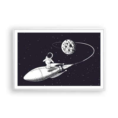 Affiche dans un cadre blanc - Poster - Surfeur de l'espace - 91x61 cm