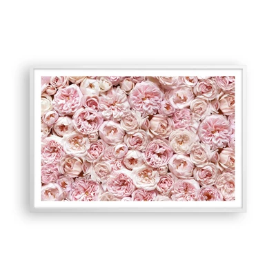 Affiche dans un cadre blanc - Poster - Un lit de roses - 91x61 cm