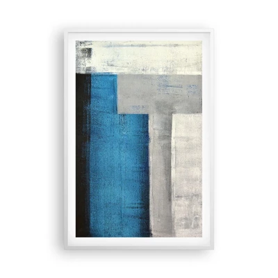 Affiche dans un cadre blanc - Poster - Une composition poétique de gris et de bleu - 61x91 cm