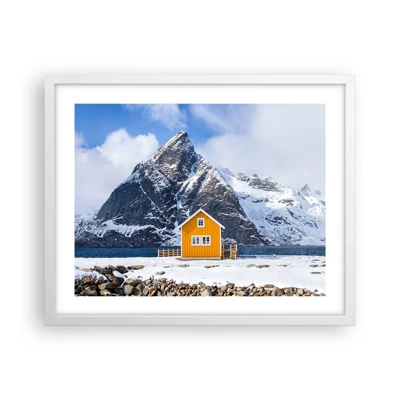 Affiche dans un cadre blanc - Poster - Vacances scandinaves - 50x40 cm