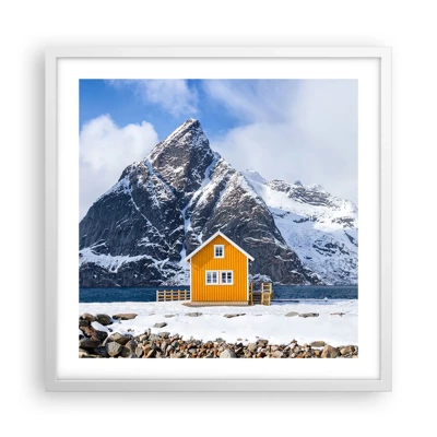 Affiche dans un cadre blanc - Poster - Vacances scandinaves - 50x50 cm