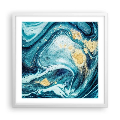 Affiche dans un cadre blanc - Poster - Vortex bleu - 50x50 cm