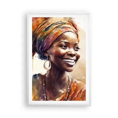Affiche dans un cadre blanc - Poster - reine africaine - 61x91 cm