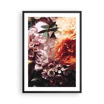 Affiche dans un cadre noir Arttor 50x70 cm - Enveloppé de beauté - Fleurs, Bouquet De Fleurs, Rose, Jardin, Fleuriste, Pour le salon, Pour la chambre, Noir, Rouge, Vertical, P2BPA50x70-4692