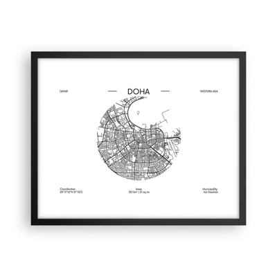 Affiche dans un cadre noir - Poster - Anatomie de Doha - 50x40 cm