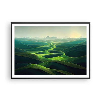 Affiche dans un cadre noir - Poster - Dans les vallées verdoyantes - 100x70 cm