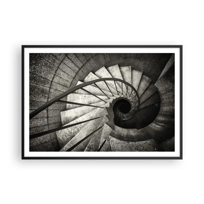 Affiche dans un cadre noir - Poster - En haut des escaliers, en bas des escaliers - 100x70 cm