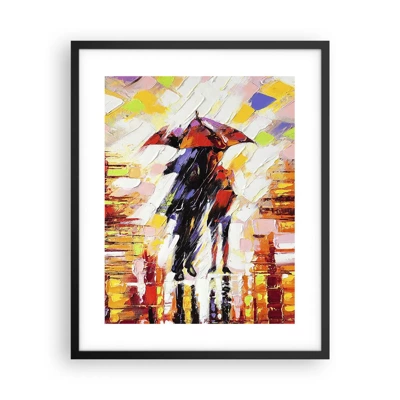 Affiche dans un cadre noir - Poster - Ensemble à travers la nuit et la pluie - 40x50 cm