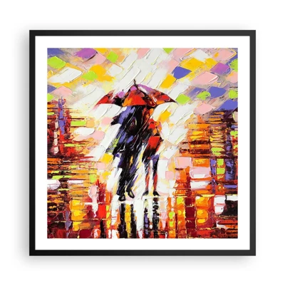 Affiche dans un cadre noir - Poster - Ensemble à travers la nuit et la pluie - 60x60 cm