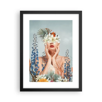Affiche dans un cadre noir - Poster - Femme - fleur - 30x40 cm