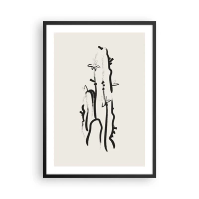 Affiche dans un cadre noir - Poster - Herbe à fleurs - 50x70 cm