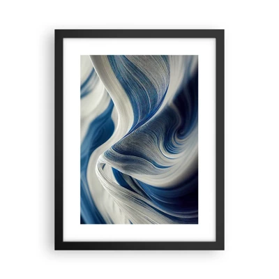 Affiche dans un cadre noir - Poster - La fluidité du bleu et du blanc - 30x40 cm