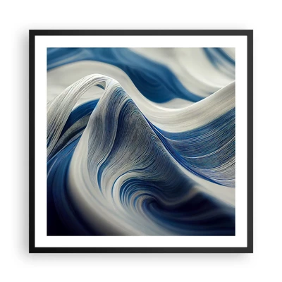 Affiche dans un cadre noir - Poster - La fluidité du bleu et du blanc - 60x60 cm