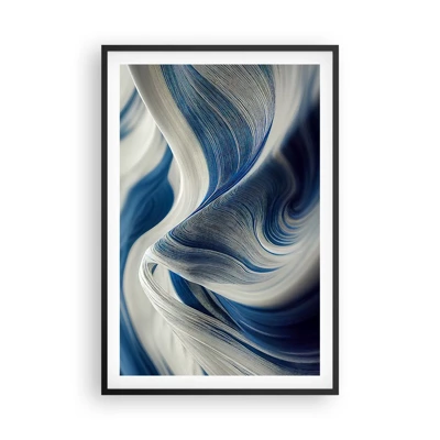Affiche dans un cadre noir - Poster - La fluidité du bleu et du blanc - 61x91 cm