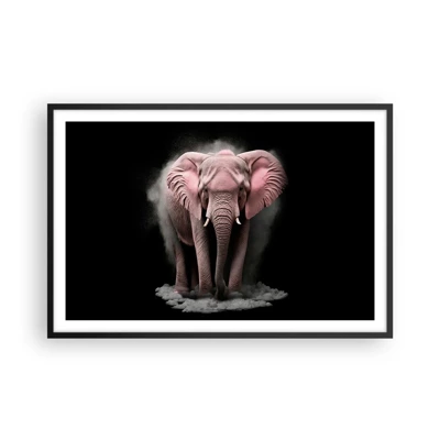 Affiche dans un cadre noir - Poster - Ne pensez pas à un éléphant rose ! - 91x61 cm