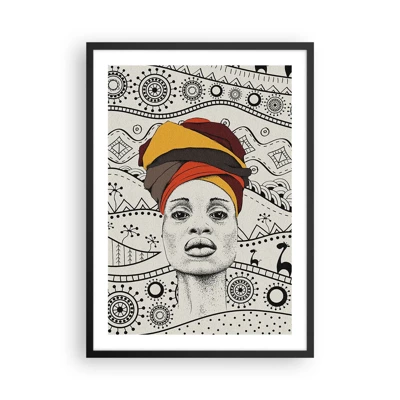 Affiche dans un cadre noir - Poster - Portrait Africain - 50x70 cm